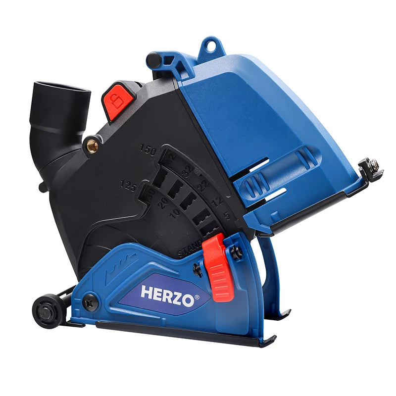 HERZO 5''(125MM) Double Blades Cutting Dust Shroud For Angle Grinder With Attachments Dustless For Wall Chaser Safe HCD45U