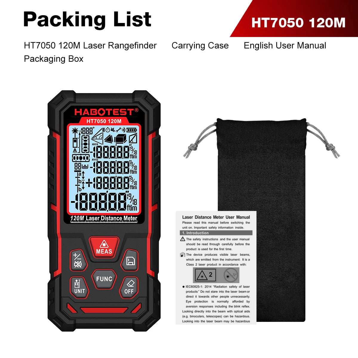 2026 New Handheld Laser Range Finder 50M 80M 120M Portable Digital Distance Laser Meter Dual-Axis Level Distance Measuring Tool