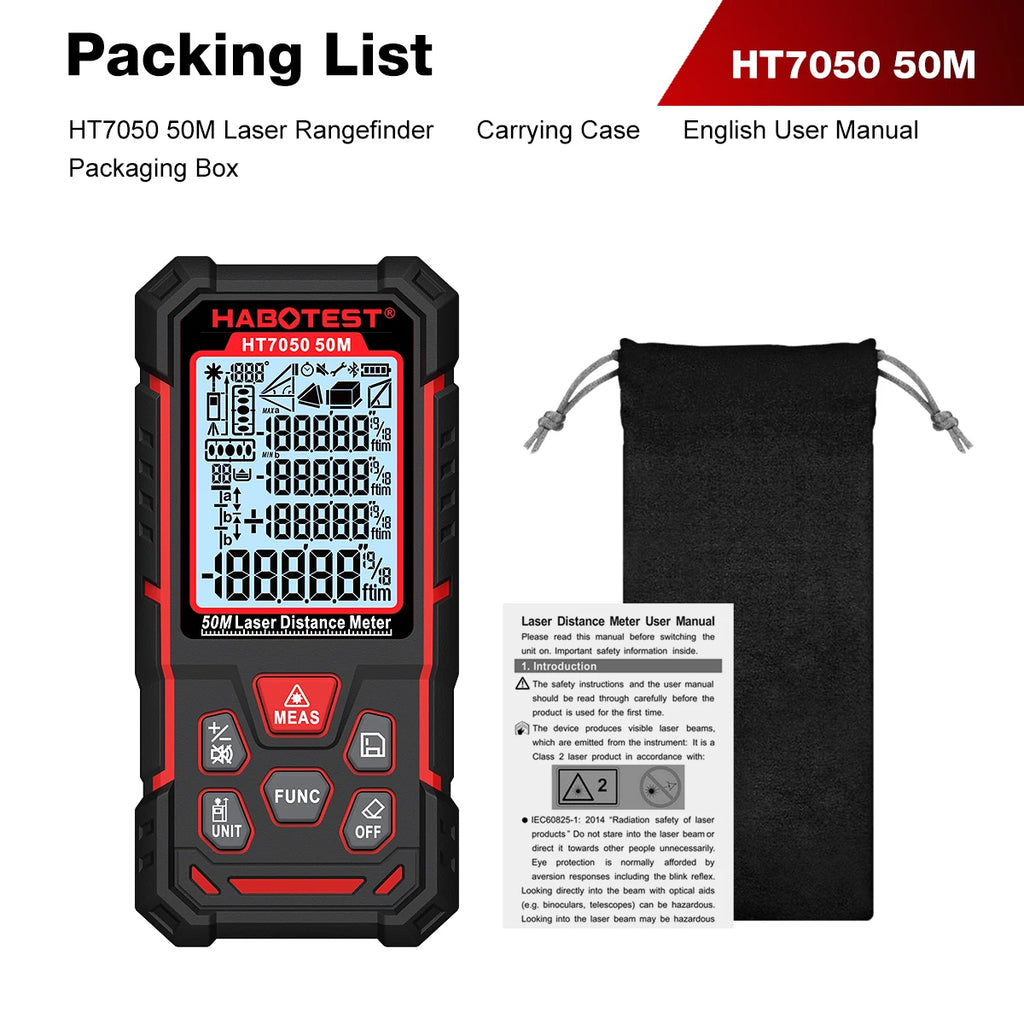 2026 New Handheld Laser Range Finder 50M 80M 120M Portable Digital Distance Laser Meter Dual-Axis Level Distance Measuring Tool