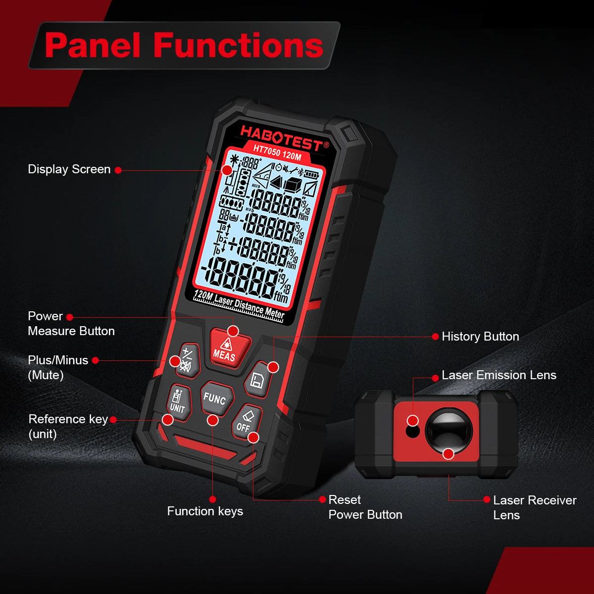 2026 New Handheld Laser Range Finder 50M 80M 120M Portable Digital Distance Laser Meter Dual-Axis Level Distance Measuring Tool