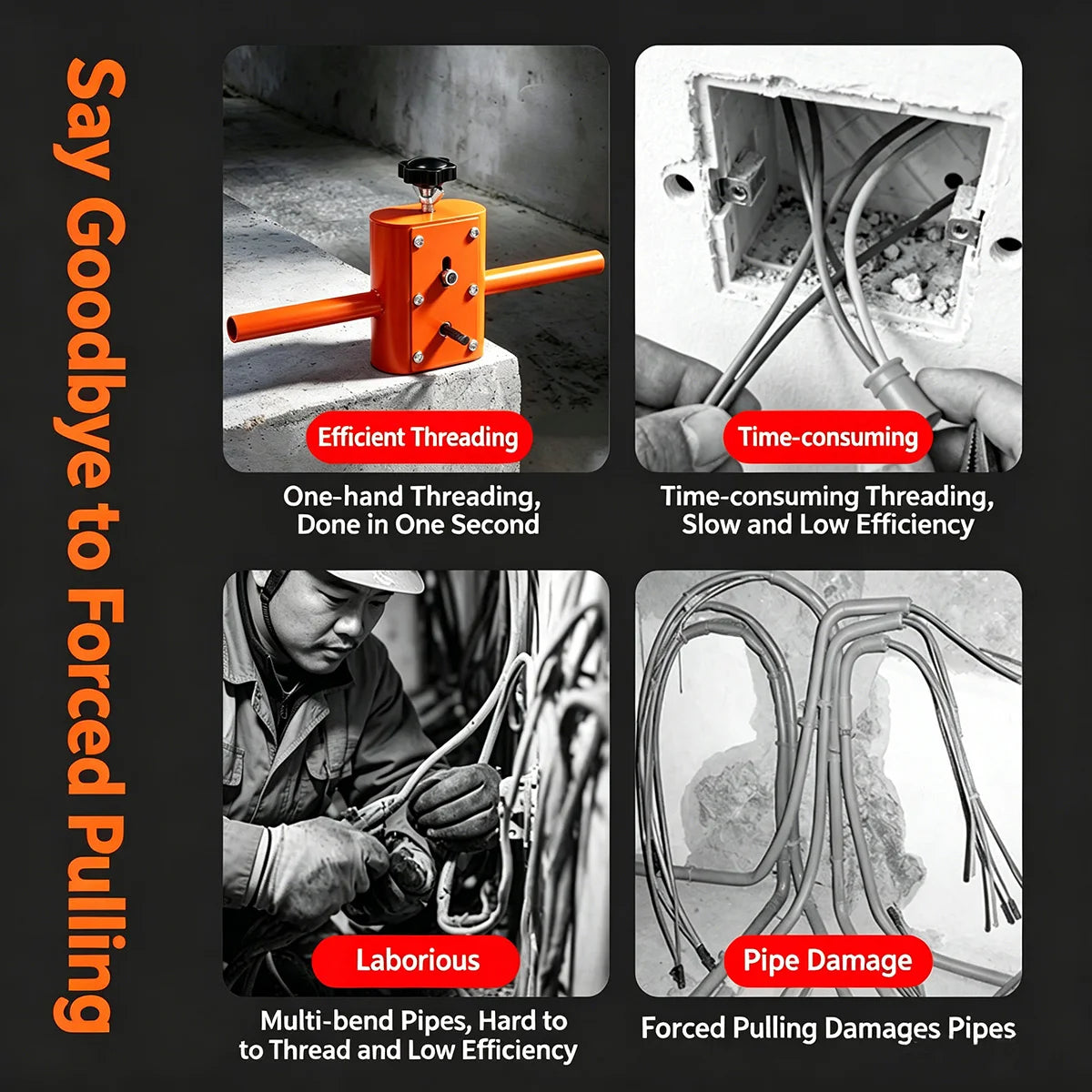Automatic Wall Wiring Machine Portable Electric Wire Puller Anti-Jamming Cable Threading Tool For Residential Building