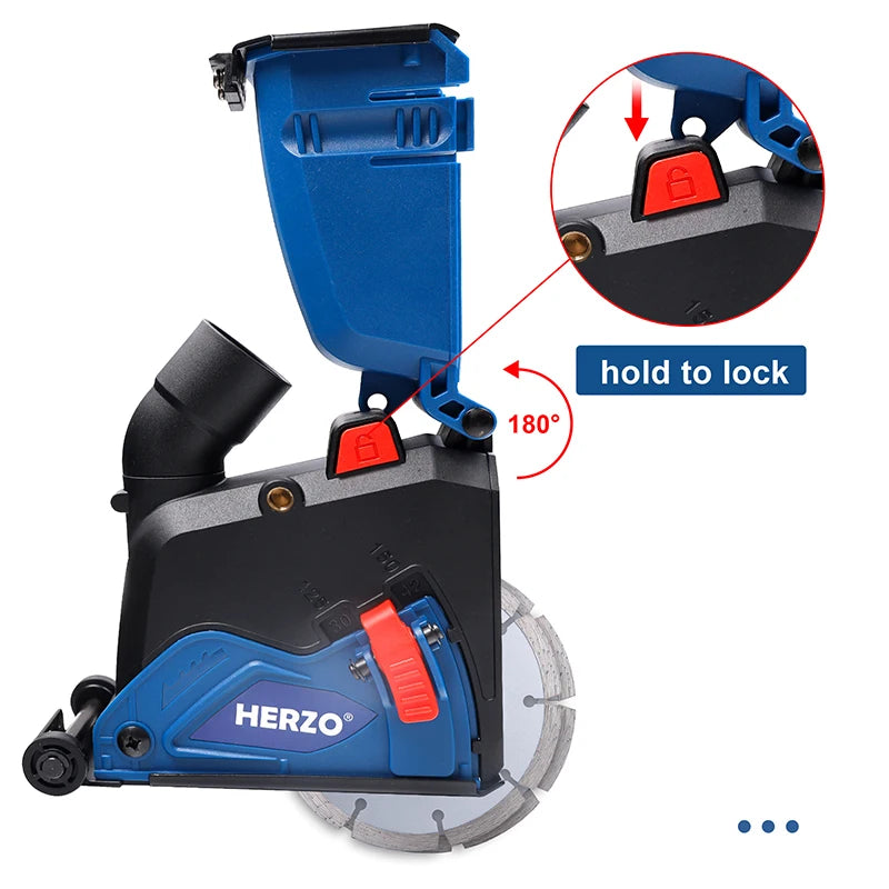 HERZO 5''(125MM) Double Blades Cutting Dust Shroud For Angle Grinder With Attachments Dustless For Wall Chaser Safe HCD45U