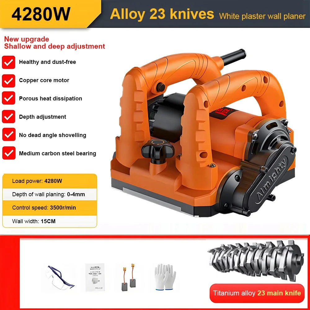 Electric Wall Planer High Power Shovel Machine Shoveling Putty 2990W/4280W/4580W Planer for Concrete Whitewash Wall Renovation