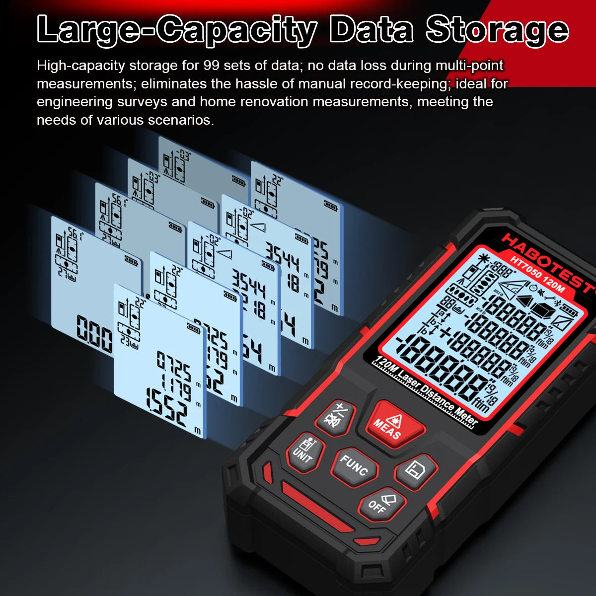 2026 New Handheld Laser Range Finder 50M 80M 120M Portable Digital Distance Laser Meter Dual-Axis Level Distance Measuring Tool